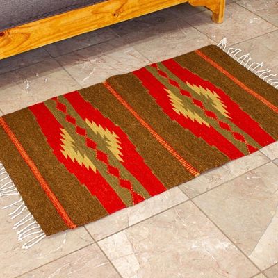 Alternate image for Zapotec wool rug 2x3.5 Warm Sierra