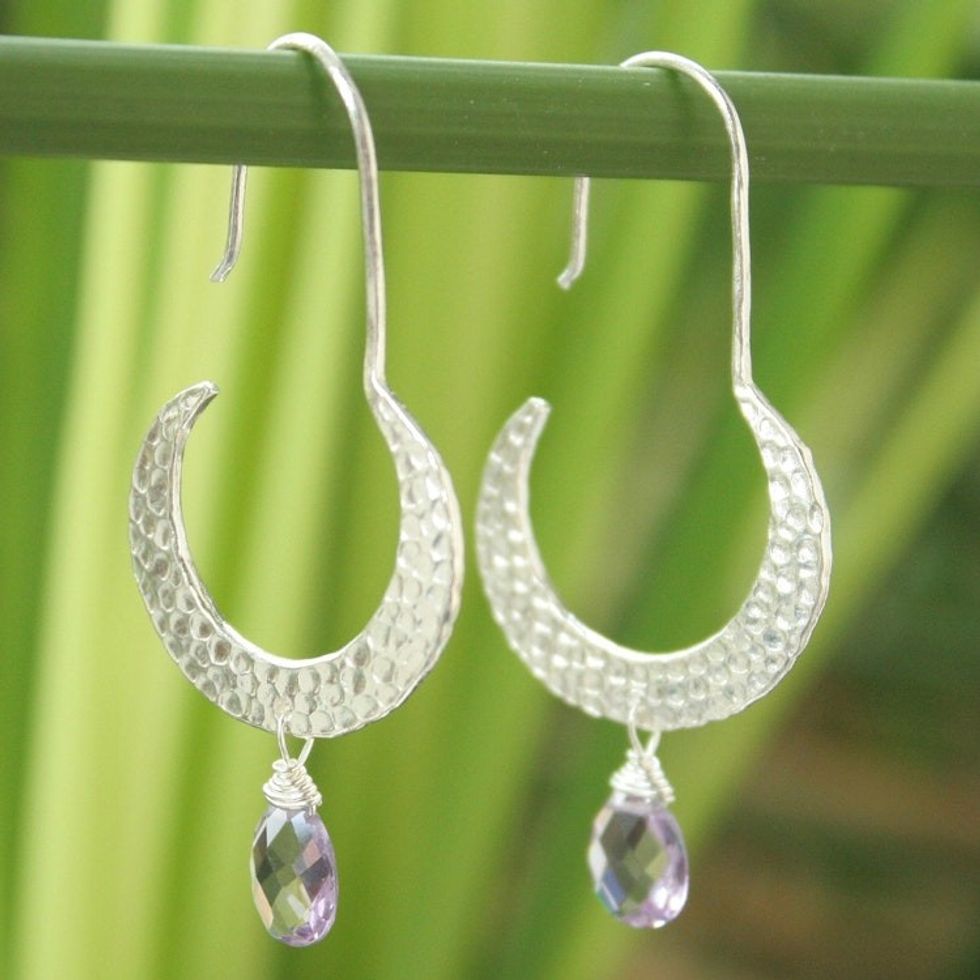 Amethyst dangle earrings 'Moon Smile'