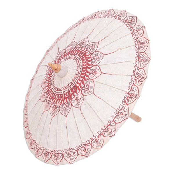Alternate image for Hand-Painted Bamboo and Paper Parasol Antique Leaves