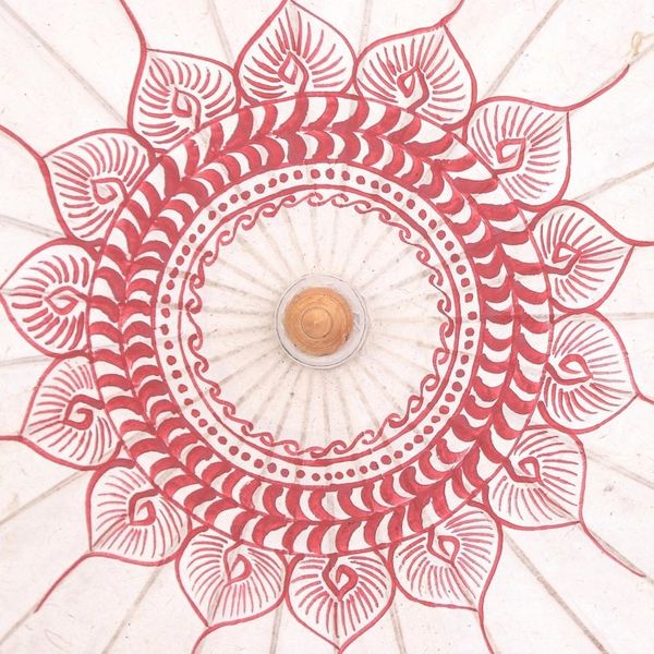 Alternate image for Hand-Painted Bamboo and Paper Parasol Antique Leaves