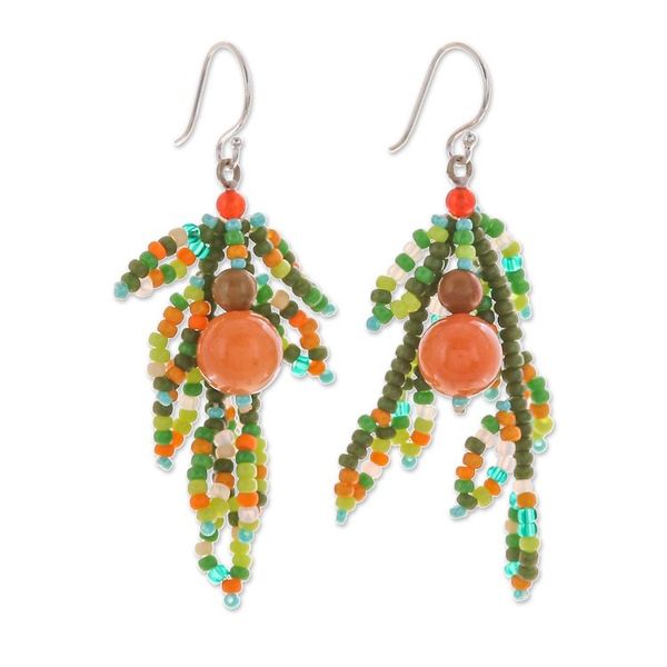 Alternate image for Dangle Earrings with Multi-Gemstone Beads from Thailand Chic Spirit