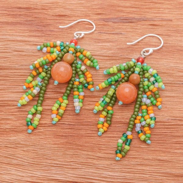 Alternate image for Dangle Earrings with Multi-Gemstone Beads from Thailand Chic Spirit