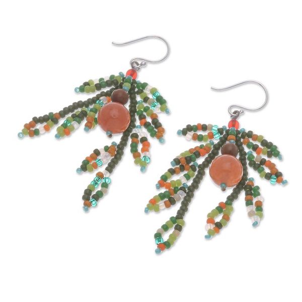 Alternate image for Dangle Earrings with Multi-Gemstone Beads from Thailand Chic Spirit
