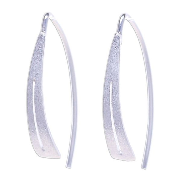 Alternate image for Modern Openwork Brushed Satin Sterling Silver Drop Earrings Modern Splendor