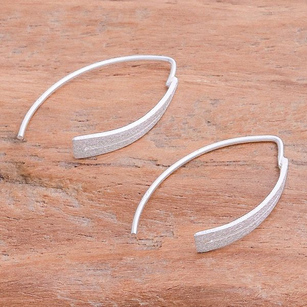 Alternate image for Modern Openwork Brushed Satin Sterling Silver Drop Earrings Modern Splendor
