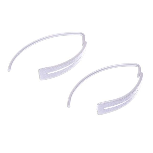 Alternate image for Modern Openwork Brushed Satin Sterling Silver Drop Earrings Modern Splendor