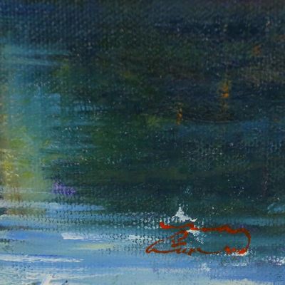 Alternate image for Impressionist Painting of a Tree-Lined Moat from Thailand Another Side of Chiang Mai