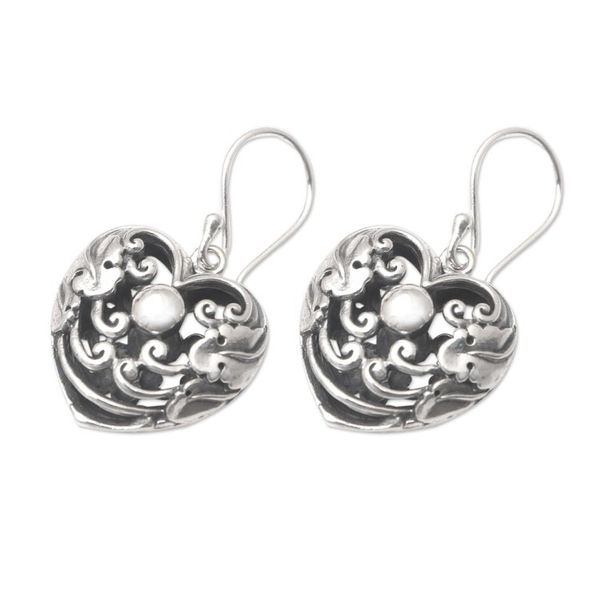 Alternate image for Sterling Silver Dangle Earrings with Heart Motif Cage of Love