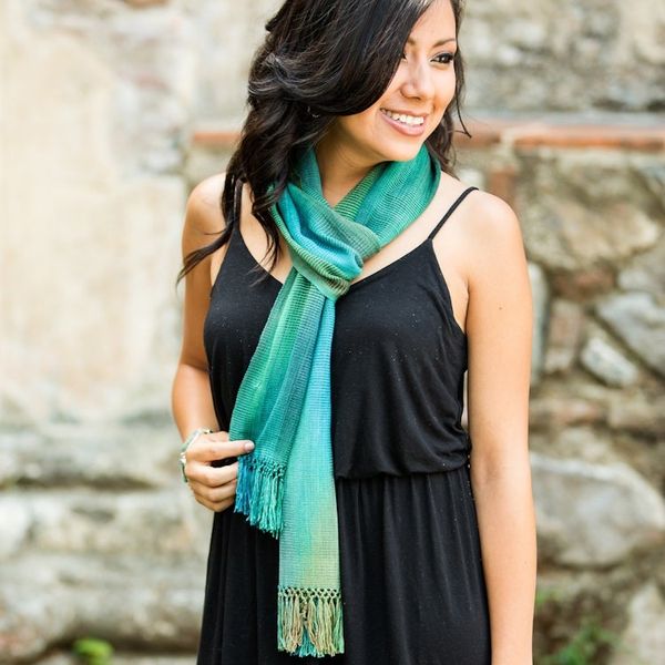 Alternate image for Gift Set with Scarf, Handwoven Clutch, and Upcycled Earrings Upcycled in Turquoise