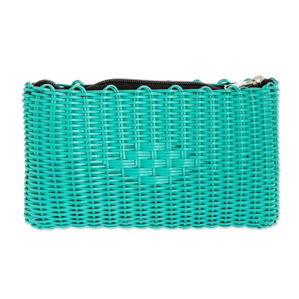 Alternate image for Gift Set with Scarf, Handwoven Clutch, and Upcycled Earrings Upcycled in Turquoise