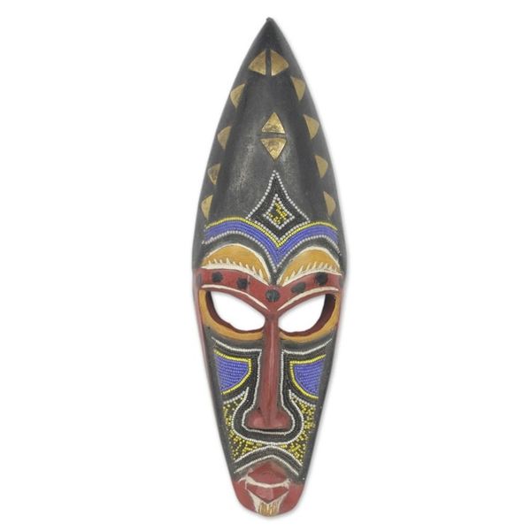 Alternate image for Beaded Hand Carved Authentic African Mask Royal Hat