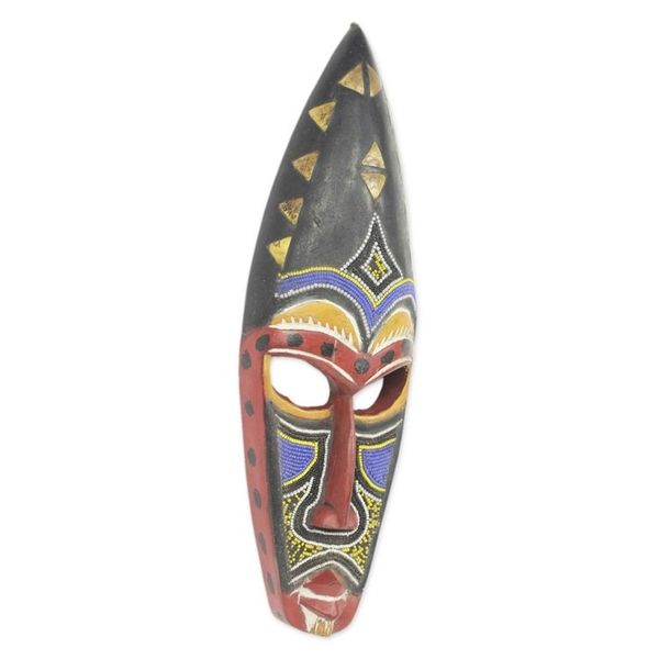 Alternate image for Beaded Hand Carved Authentic African Mask Royal Hat