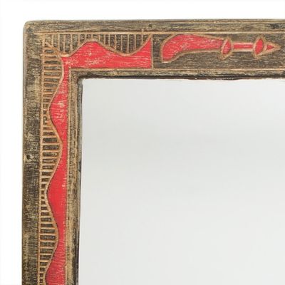 Alternate image for Rustic Wood Rectangular Wall Mirror from West Africa Akofena