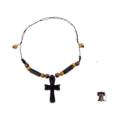 Alternate image for Handcrafted Ankh Necklace in Ebony and Bamboo Ghana African Ankh