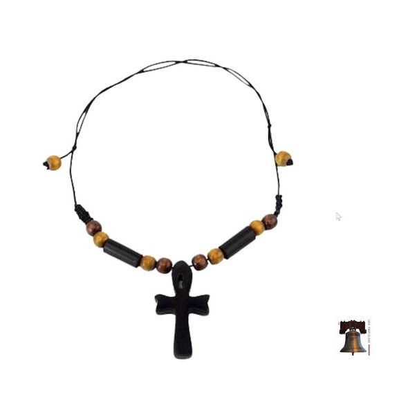 Alternate image for Handcrafted Ankh Necklace in Ebony and Bamboo Ghana African Ankh
