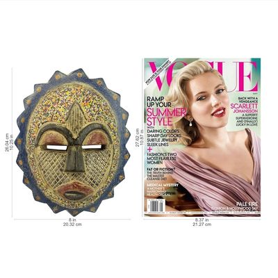 Alternate image for African Sun Mask Wood Aluminum Recycled Glass Bead Ghana Speckled Sun