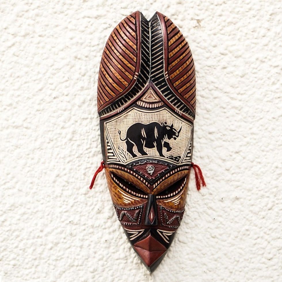Aluminum and Brass Plated African Mask 'Asempa'