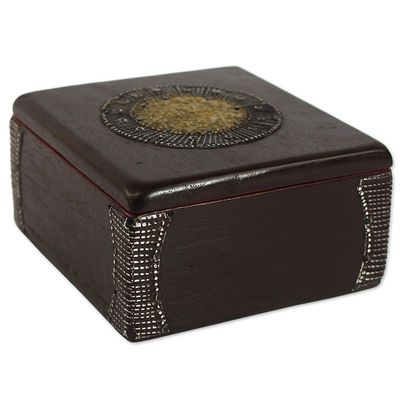 Alternate image for Hand Made Wood Box Aluminum Accent from Ghana Ghanaian Keepsake