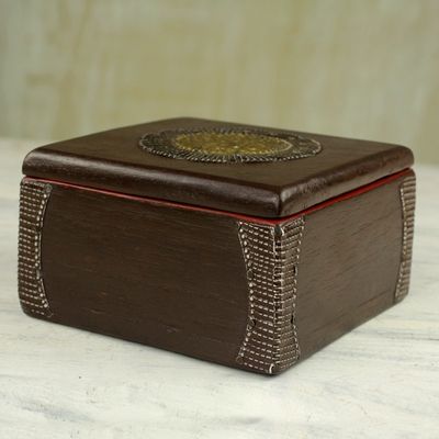 Alternate image for Hand Made Wood Box Aluminum Accent from Ghana Ghanaian Keepsake