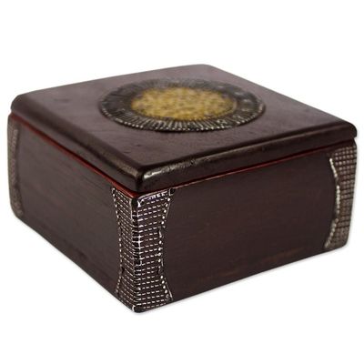 Alternate image for Hand Made Wood Box Aluminum Accent from Ghana Ghanaian Keepsake