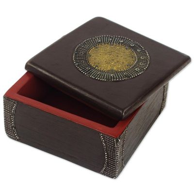 Alternate image for Hand Made Wood Box Aluminum Accent from Ghana Ghanaian Keepsake
