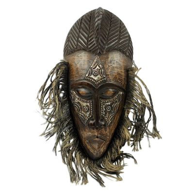 Alternate image for Original African Tribal Dance Mask Crafted in Wood and Metal Frafra Dancer