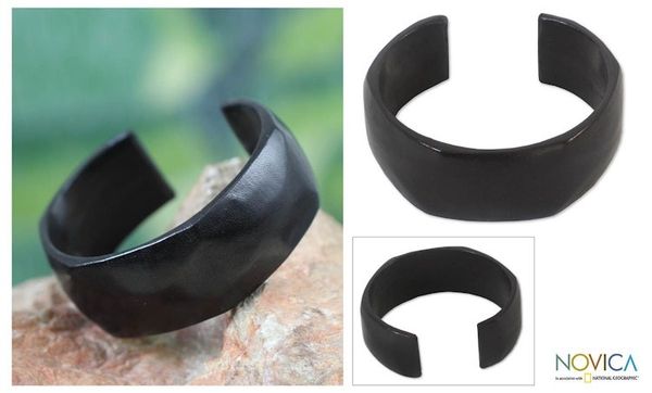 Alternate image for Modern Leather Cuff Bracelet Dasba in Black
