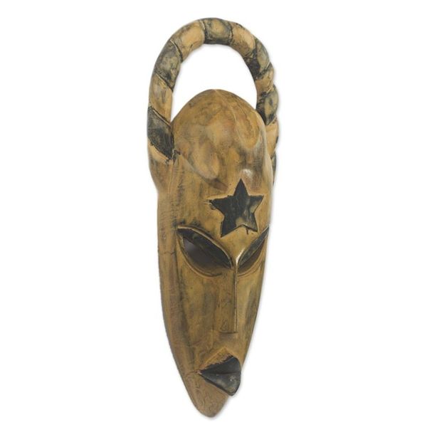 Alternate image for Rustic Hand Carved Sese Wood African Mask Rising Star