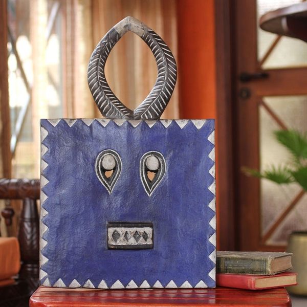 Alternate image for Handcrafted Ivory Coast Wood Mask Baule Indigo Moon