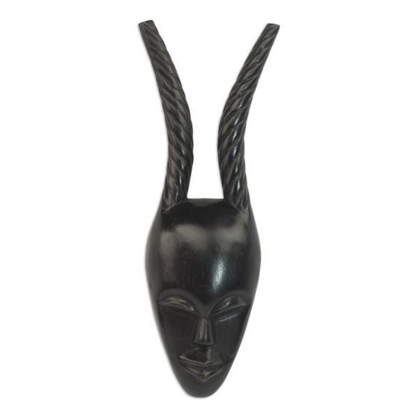 Alternate image for Handmade Ashanti Wood Mask Woman Warrior