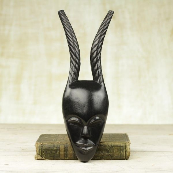 Alternate image for Handmade Ashanti Wood Mask Woman Warrior