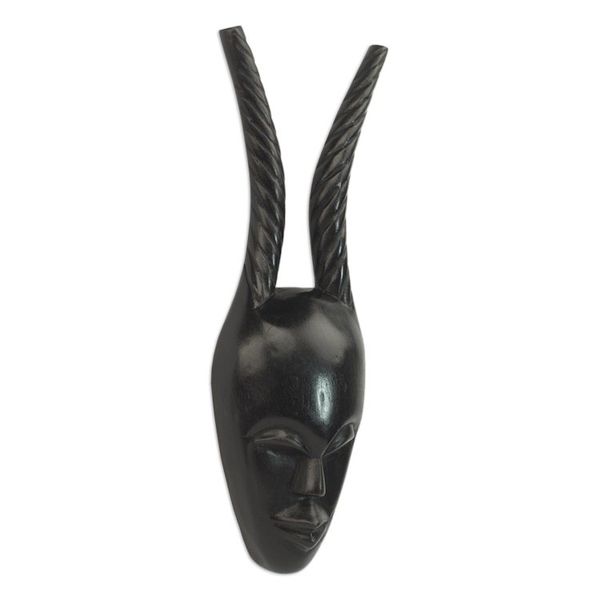 Alternate image for Handmade Ashanti Wood Mask Woman Warrior