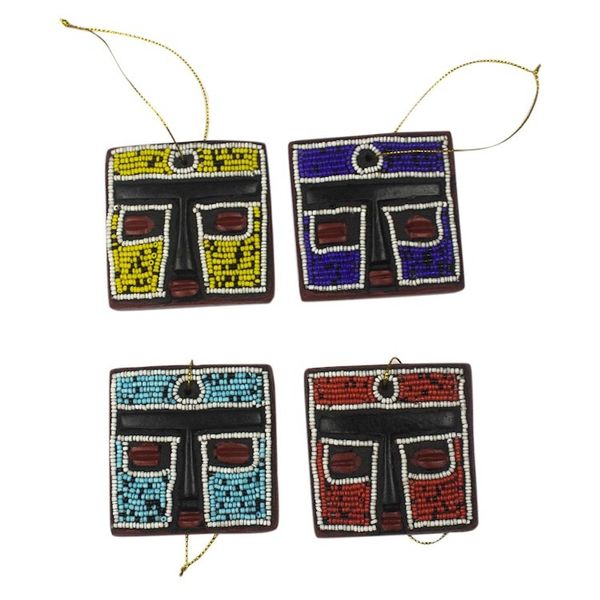 Alternate image for Handmade Sese Wood Holiday Ornaments Set of 4 Fante Head