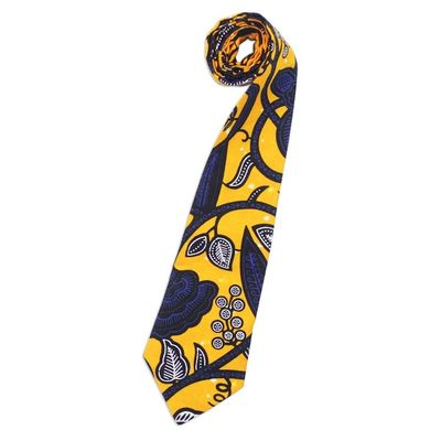 Alternate image for Floral Cotton Necktie Crafted in Ghana Flower Vine
