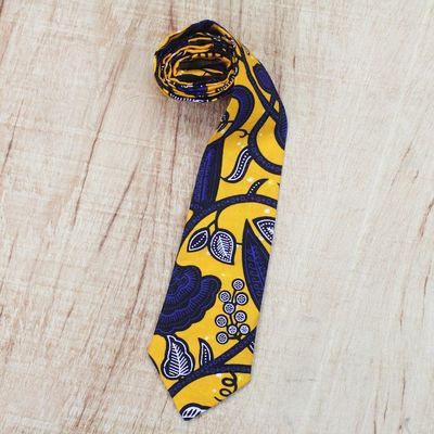 Alternate image for Floral Cotton Necktie Crafted in Ghana Flower Vine