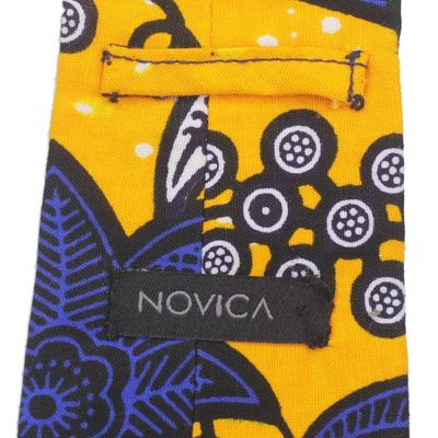 Alternate image for Floral Cotton Necktie Crafted in Ghana Flower Vine