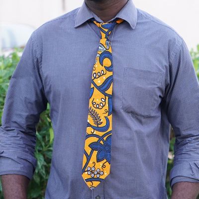 Alternate image for Floral Cotton Necktie Crafted in Ghana Flower Vine