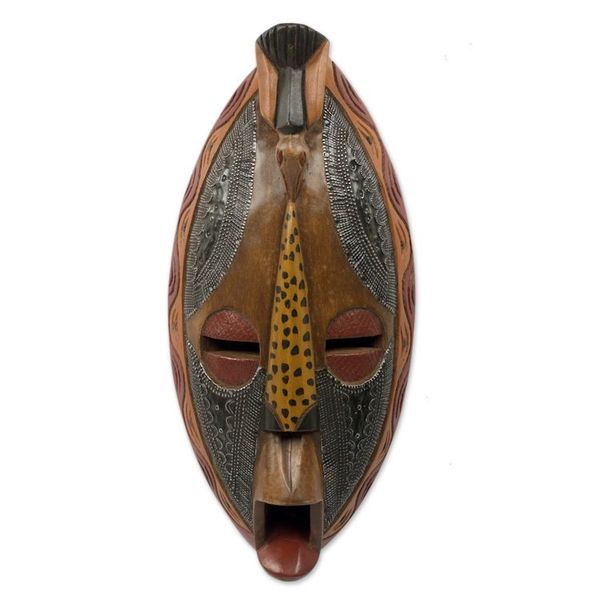 Alternate image for Artisan Crafted Authentic African Mask with Repousse God Has Heard Me