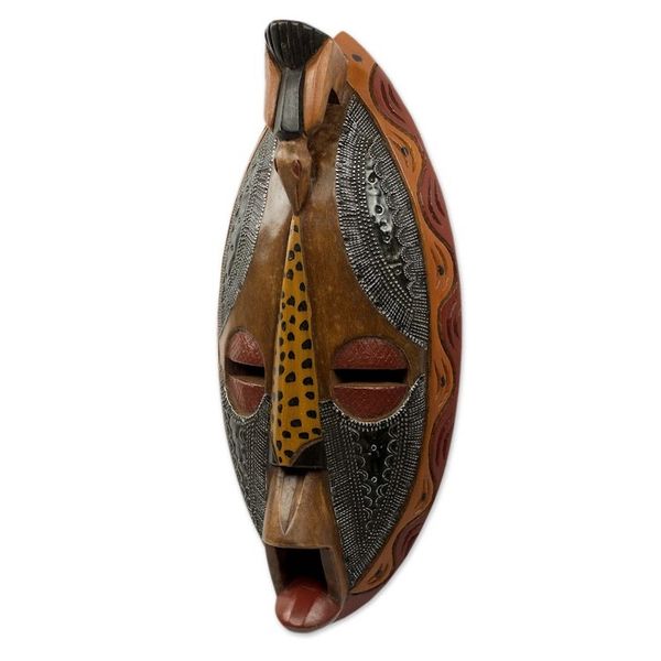 Alternate image for Artisan Crafted Authentic African Mask with Repousse God Has Heard Me