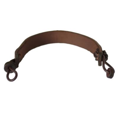 Alternate image for Mens Unique Leather Wristband Bracelet Stand Together in Brown
