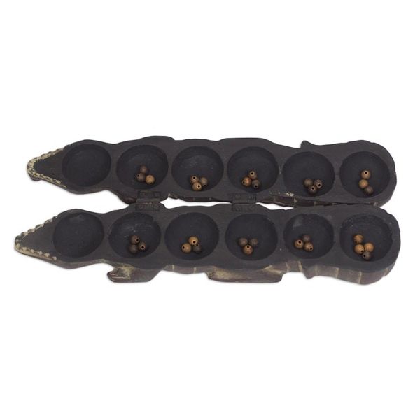 Alternate image for Crocodile Shaped Oware Table Game Carved by Hand Crocodiles Challenge