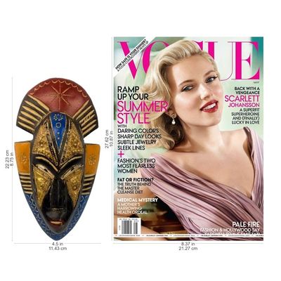Alternate image for Hand Crafted Ghanaian Sese Wood Wall Mask with Brass Accents Opeyemi