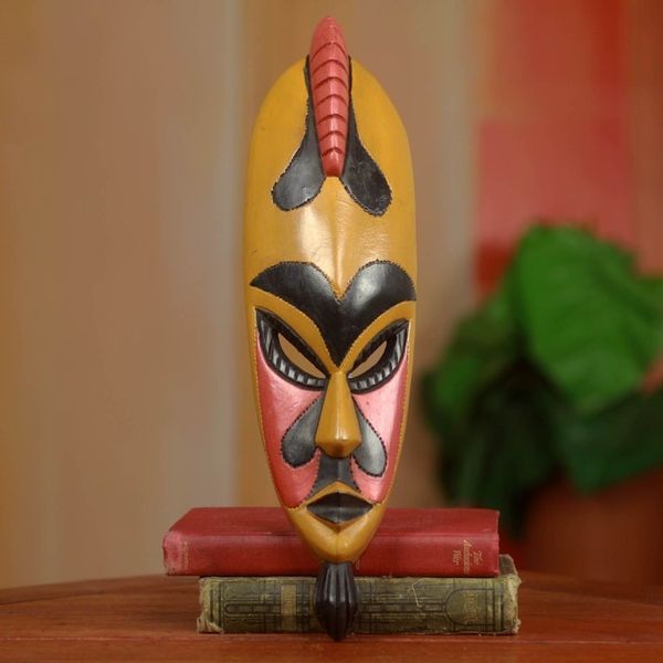 Alternate image for Hand Carved African Wood Mask from Ghana Hausa Alhaji