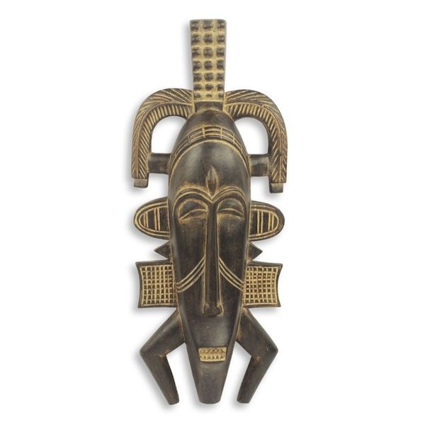 Alternate image for Fair Trade African Tribal Style Wood Mask Crafted in Ghana Senufo Poro