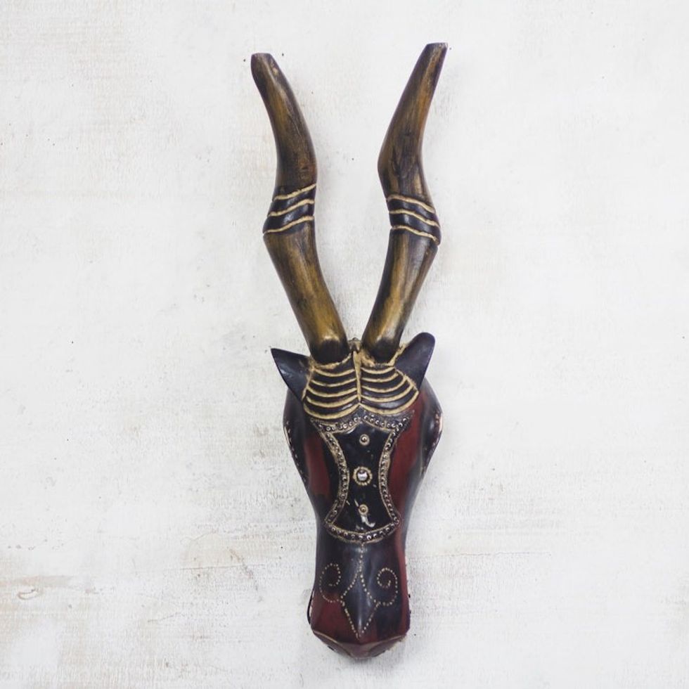 Handmade African Wood Deer Mask from Ghana 'Deer'