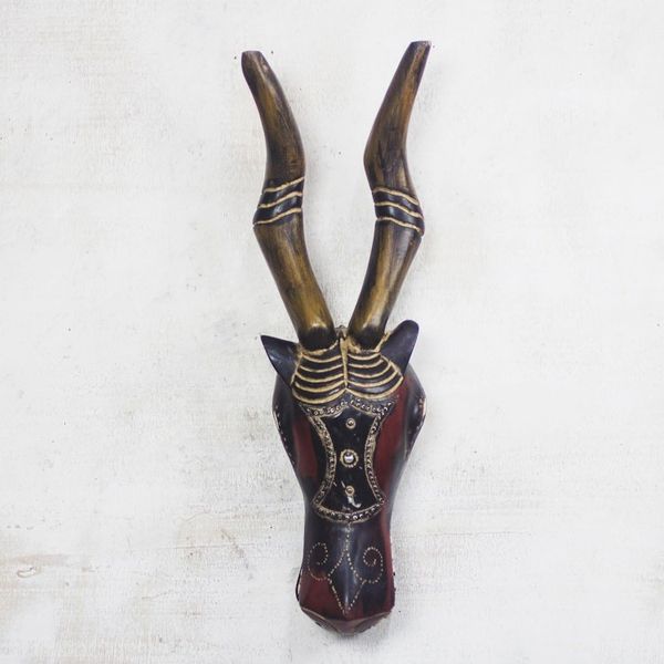 Alternate image for Handmade African Wood Deer Mask from Ghana Deer