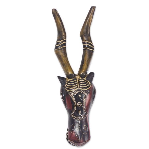 Alternate image for Handmade African Wood Deer Mask from Ghana Deer