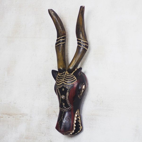Alternate image for Handmade African Wood Deer Mask from Ghana Deer