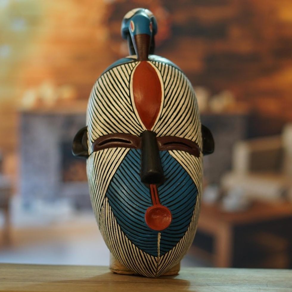 Hand Carved  Hand Painted Sese Wood Songye Mask from Ghana 'Songye Inspiration'