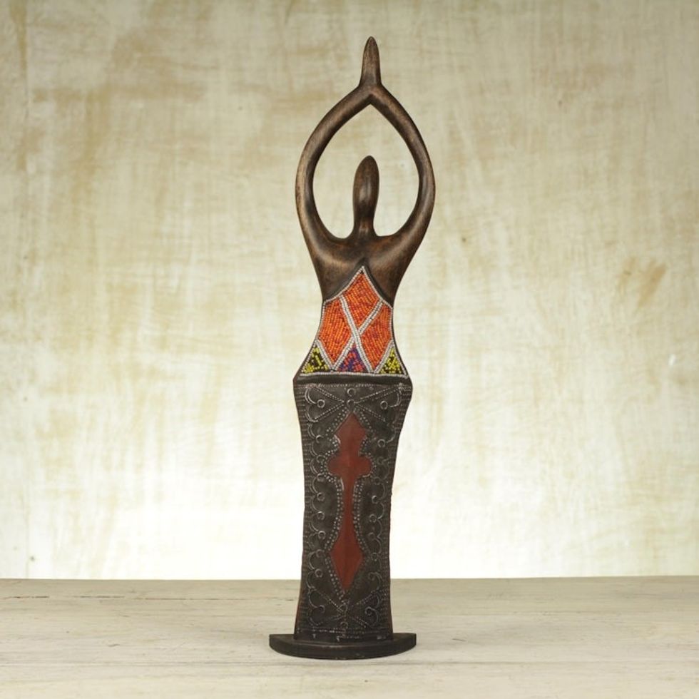 Hand Carved Wood Sculpture 'African Woman'